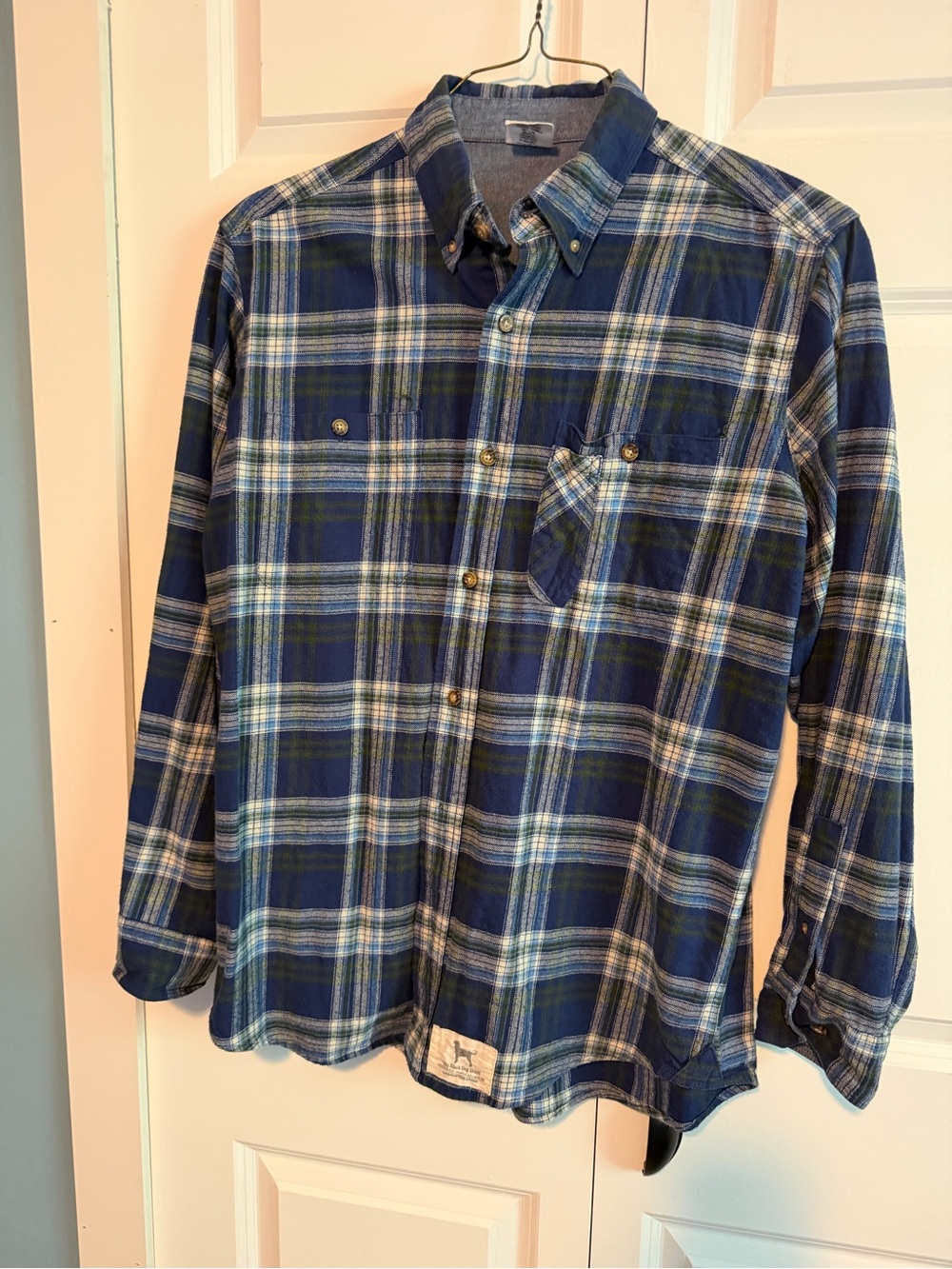 The Black Dog Navy and White Plaid Button-Down Shirt